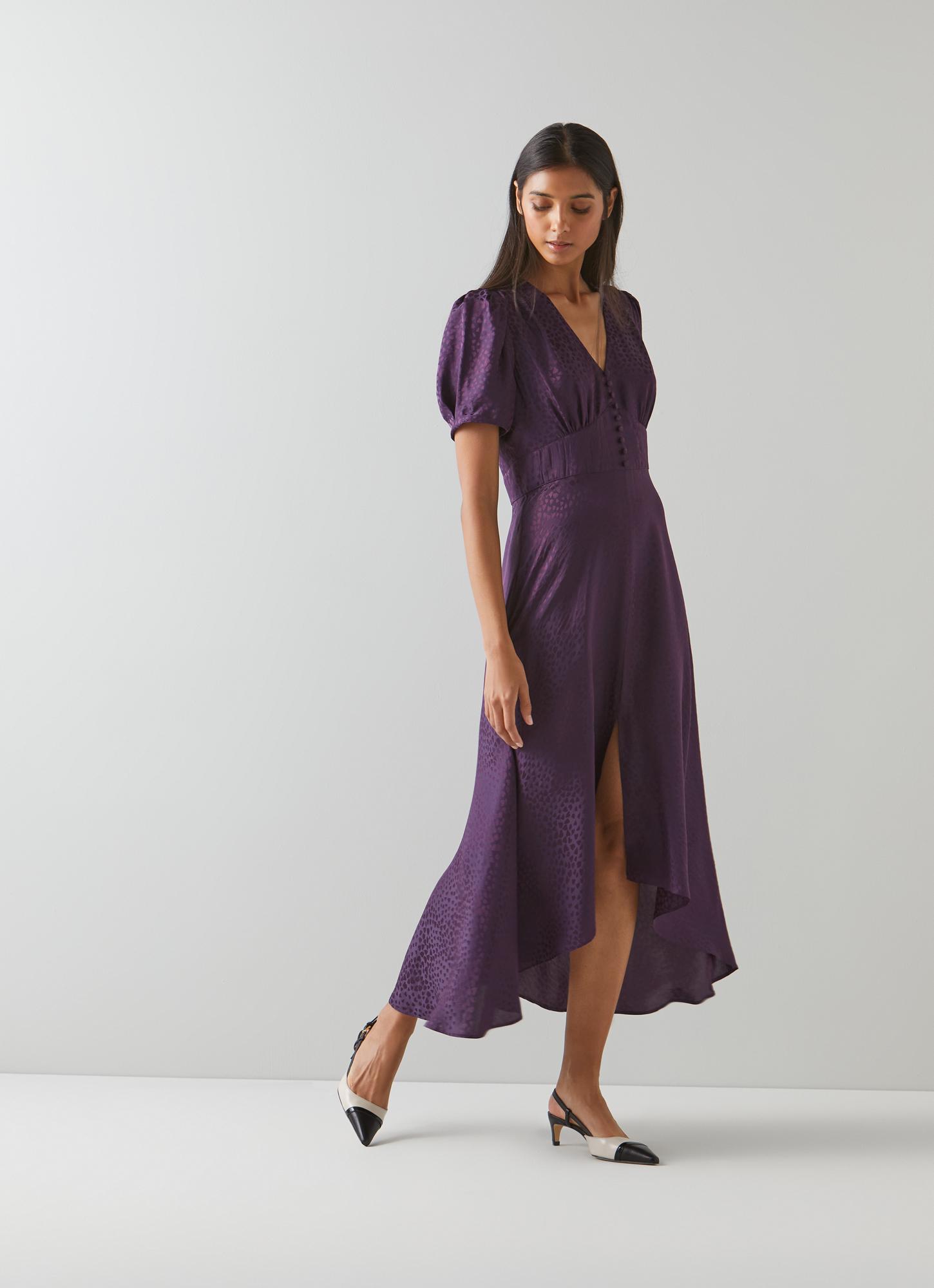 Factory LK BENNETT Lila orchid cowl neck magenta dress